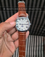 (OS2)⭐ Cartier Leather Sun Moon Edition Silver White