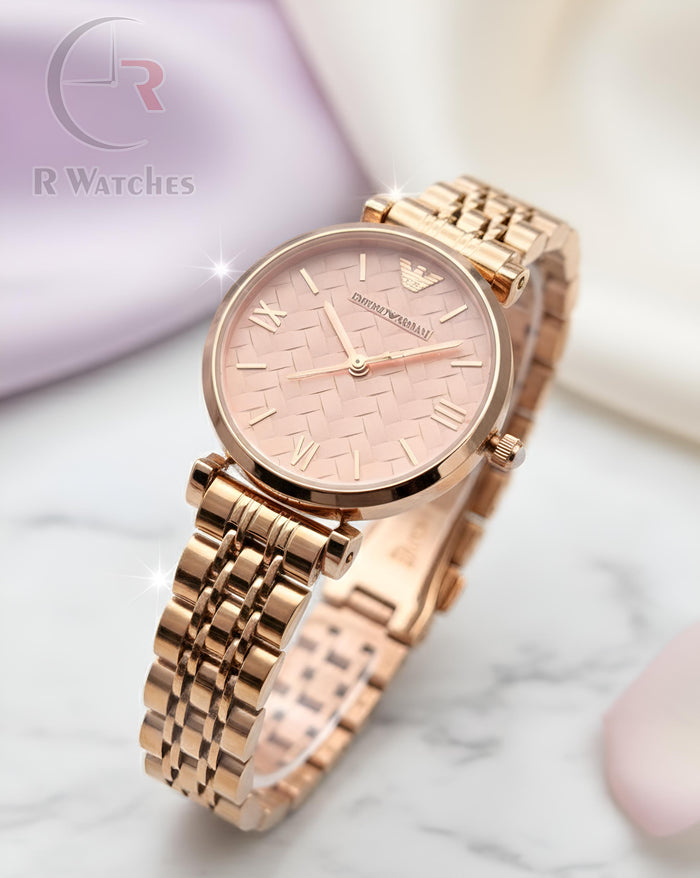 (OS) Armani Girls Rose Gold Pink Dial