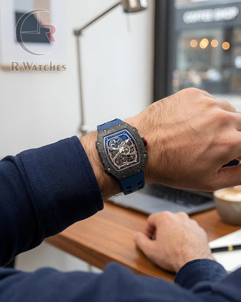 (OS)⭐ RM Silicon Nevy Blue Black Red Dial