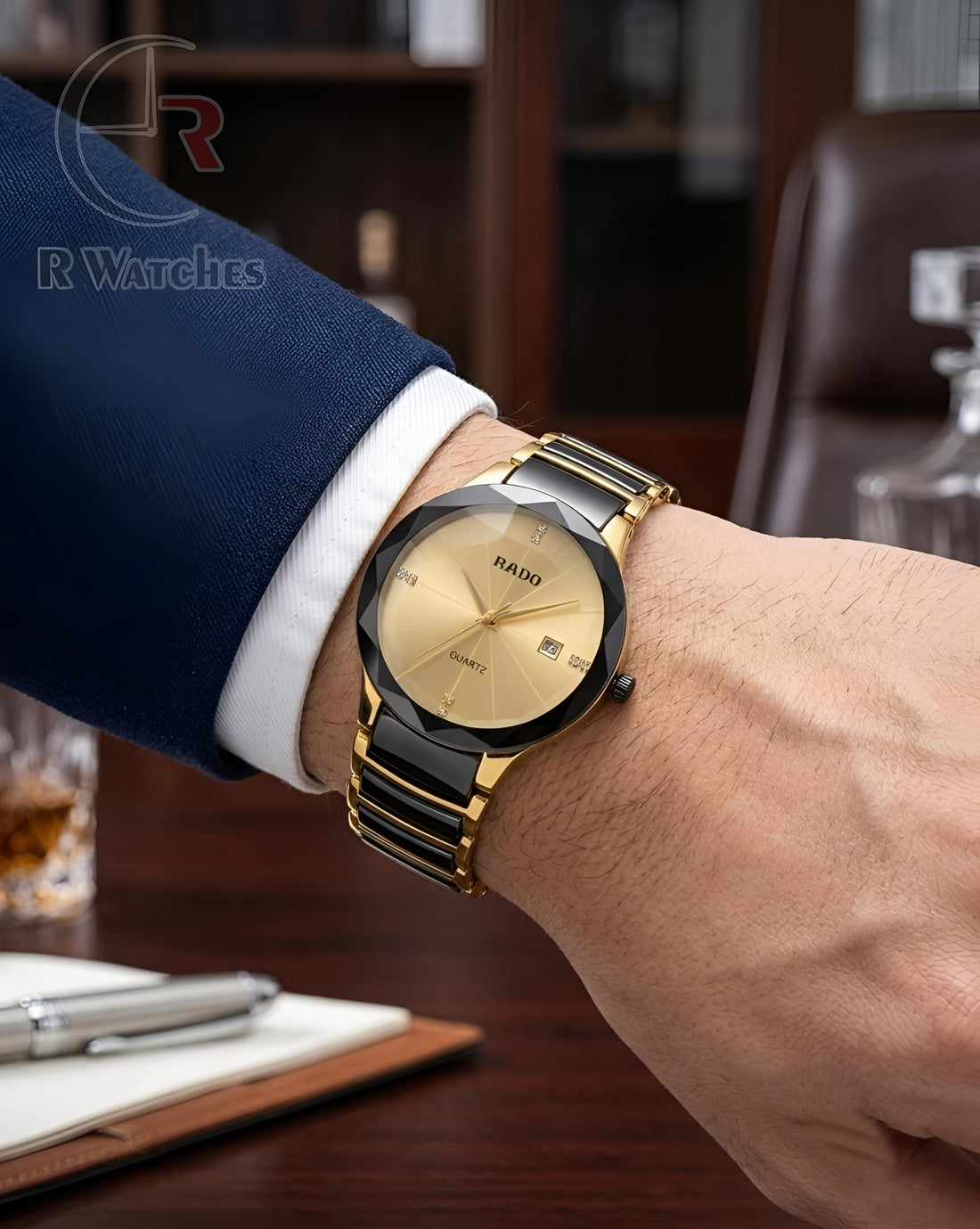 (SS) Rado Diamond Cutt Black Gold