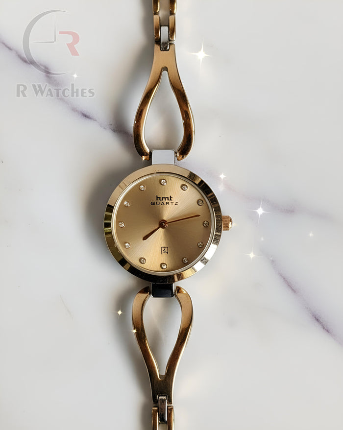 (OS) HMT Girls Full Gold Dial