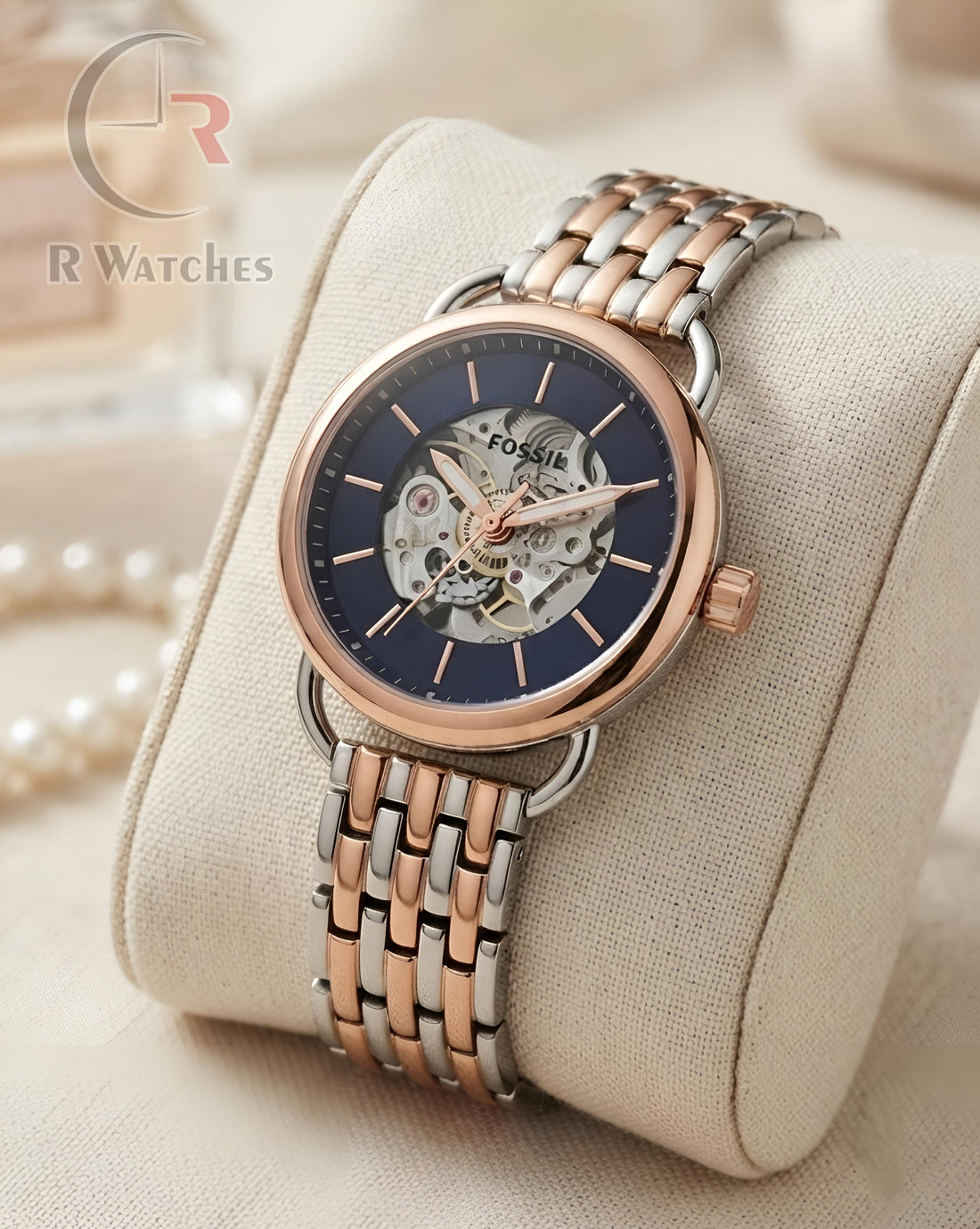 (OS) Fossil Girls Automatic Rose Gold Black