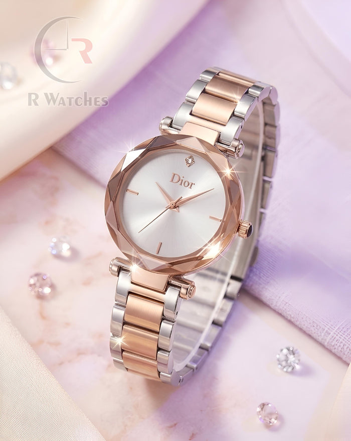 (OS)⭐ Dior Girls Rose Gold White Dial