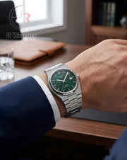 (OS4)⭐ Tissot powermatic silver green