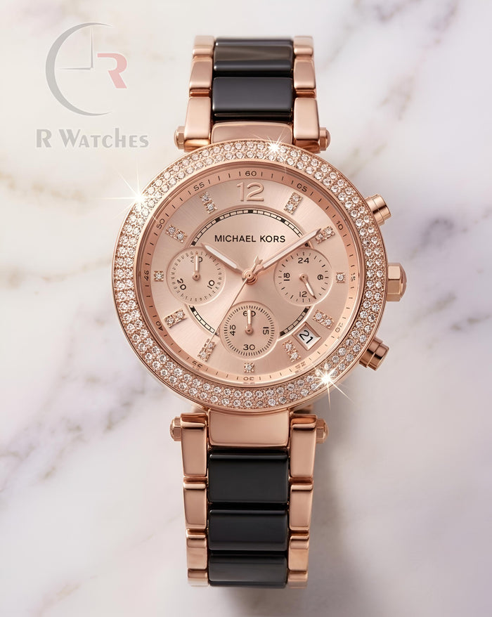 (OS) MK Girls Black Rose Gold