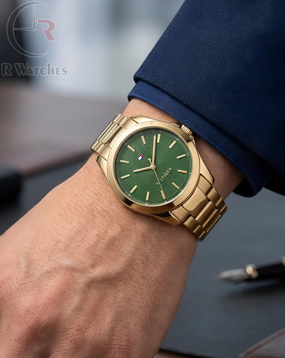 (OS)⭐ Tommy Hilfiger Gold Green Dial