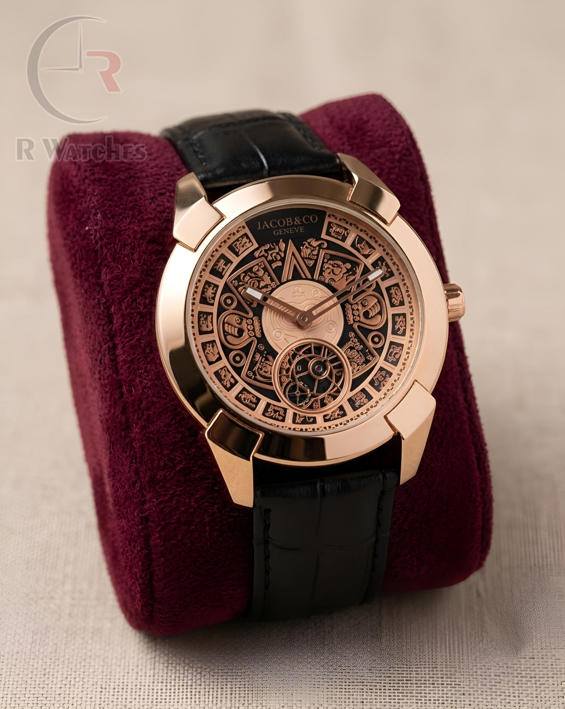 (OS) Jacob & Co Leather Rose Gold Black