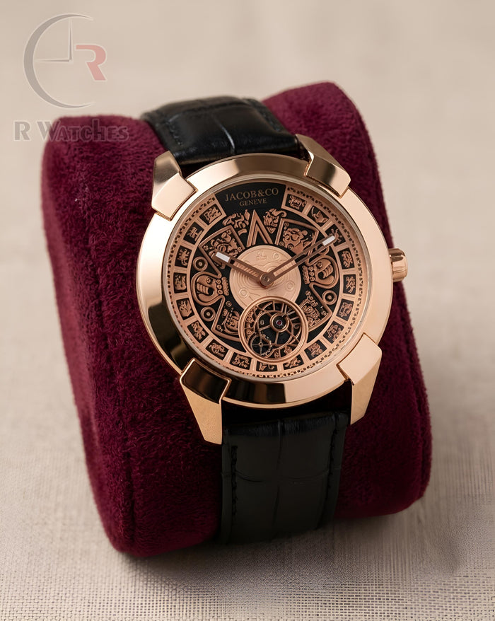 (OS) Jacob & Co Leather Rose Gold Black