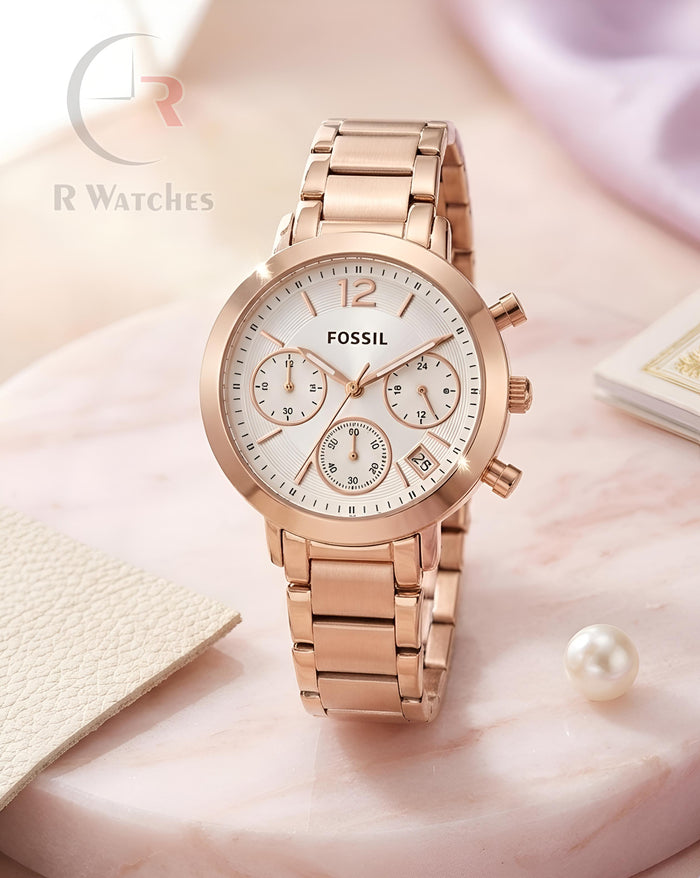 (SS)⭐ Fossil Girls Rose Gold White Dial