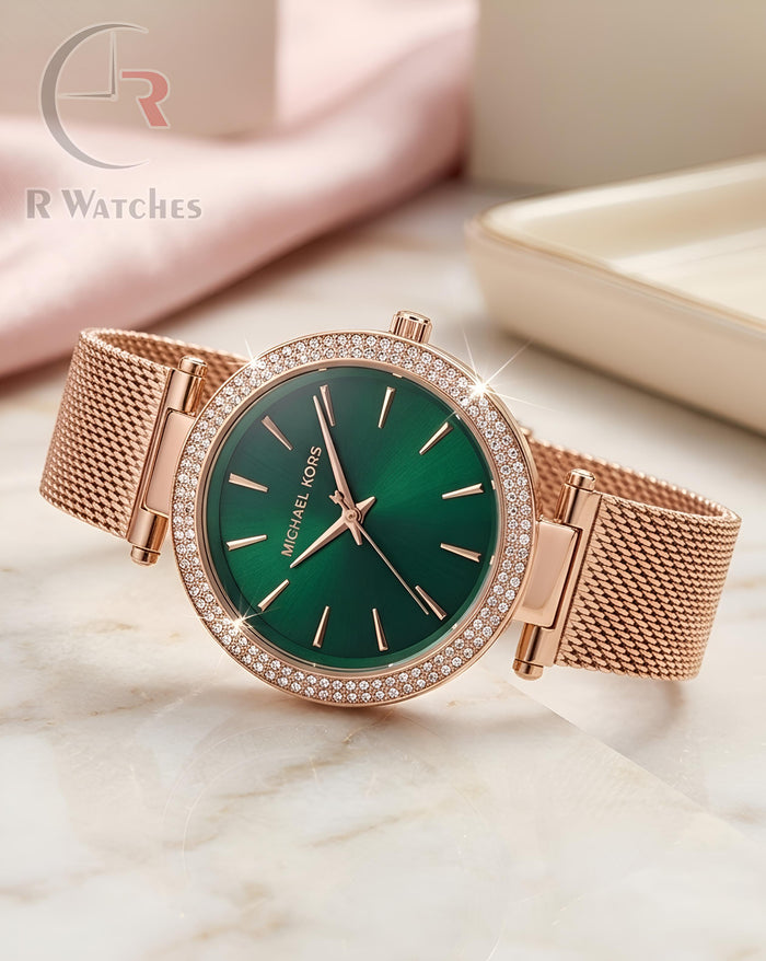 (SS) MK Girls Rose Gold Green