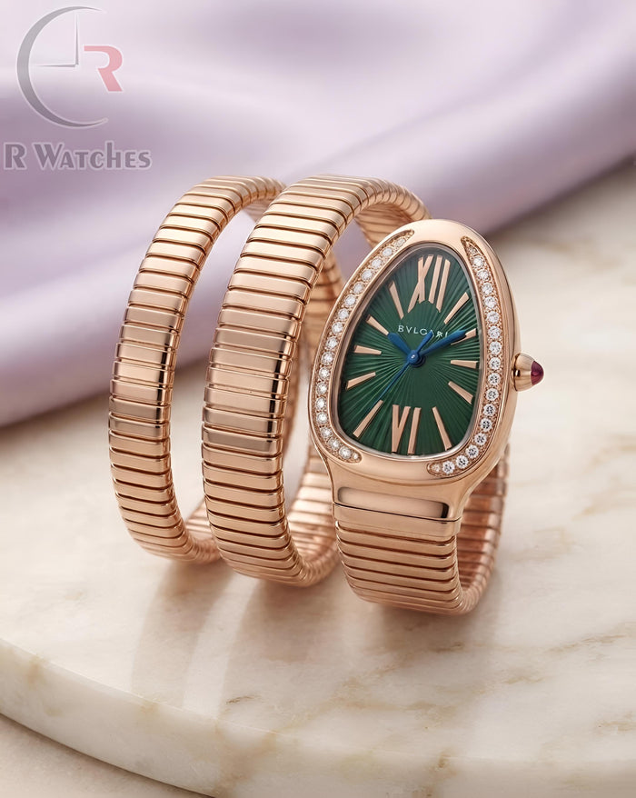 (SS) Bvlgari Snake Girls Diamond Rose Gold Green