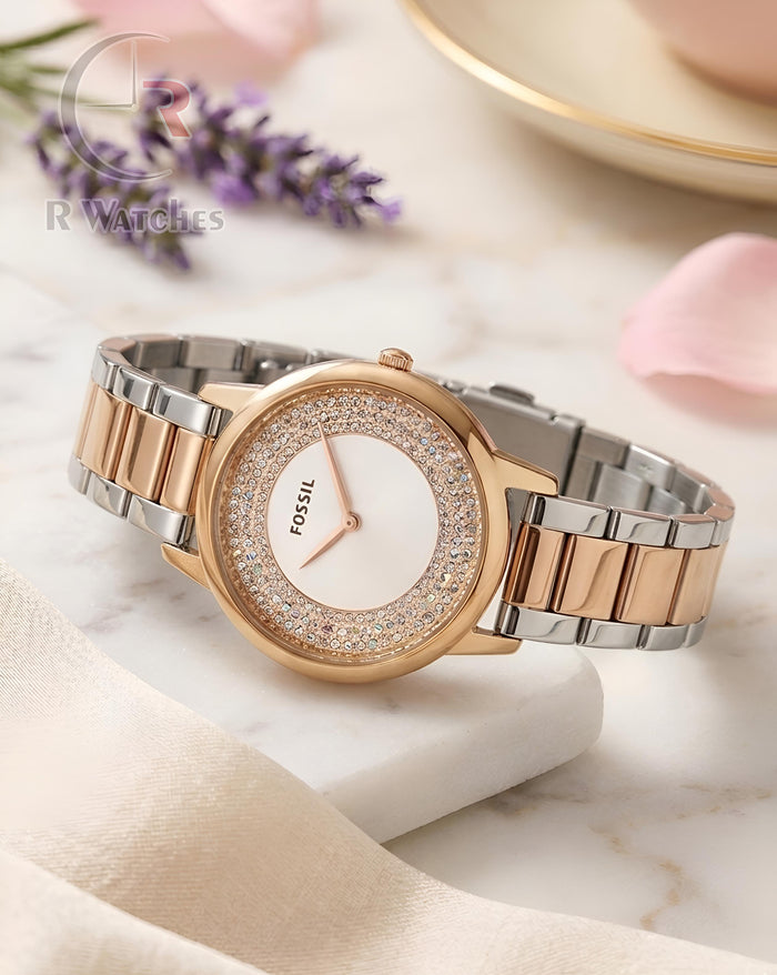 (SS) Fossil Girls Diamond Dual Tone White Dial