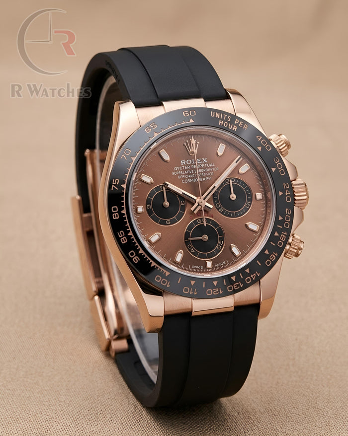 (OS) Rolex Silicon Rose Gold Black Brown Dial
