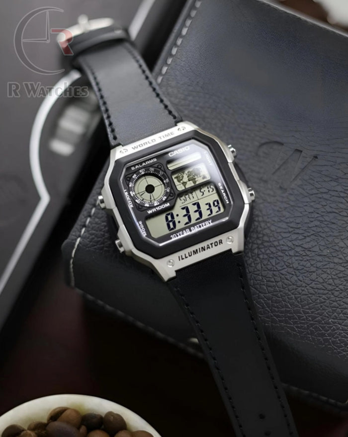(OS)⭐ Casio illuminator black leather