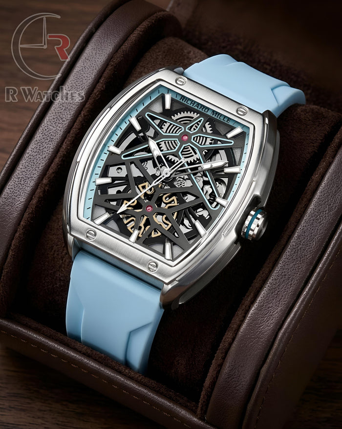 (OS) RM Automatic Silicon Silver Tiffany Blue