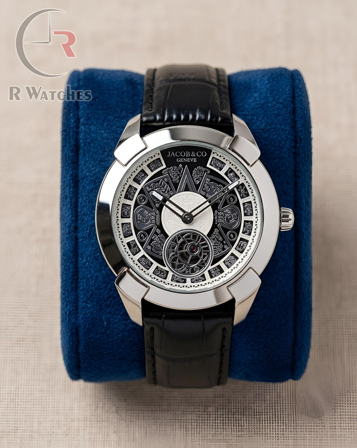 (OS) Jacob & Co Leather Silver Black