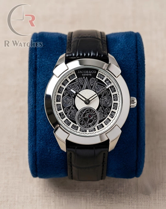 (OS) Jacob & Co Leather Silver Black