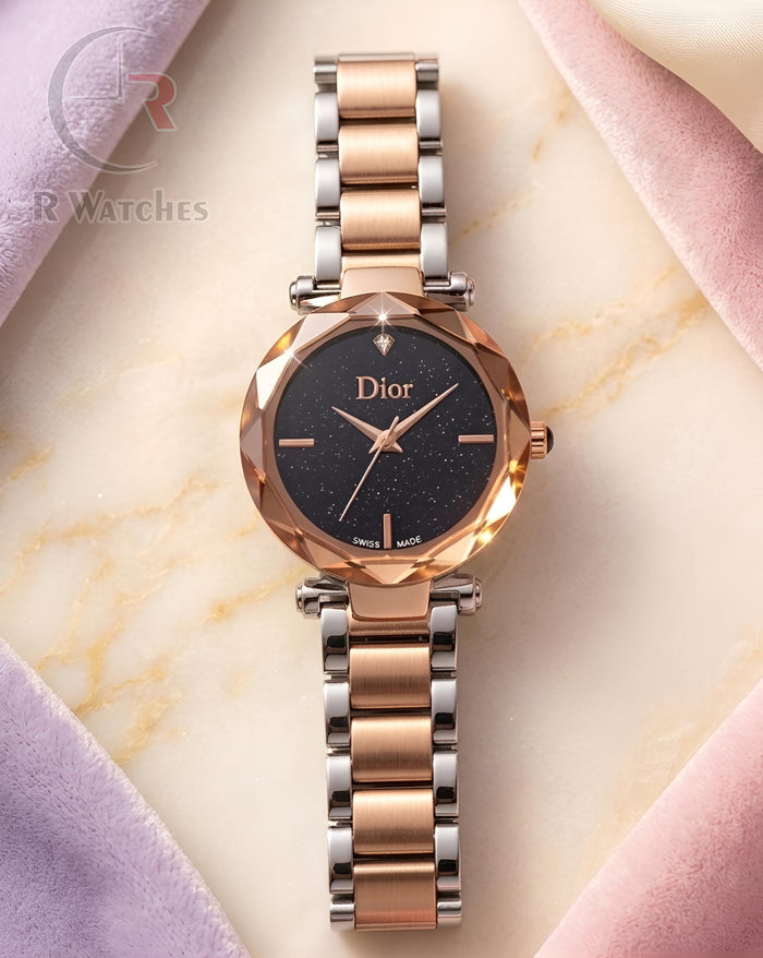 (OS)⭐ Dior Girls Rose Gold Black Dial