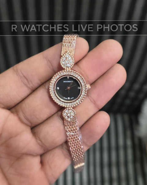 (OS)⭐ Boucheron Girls Rose Gold Black Dial