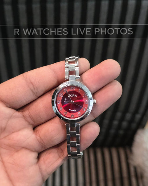 (OS)⭐ Eora Girls Silver Red Dial