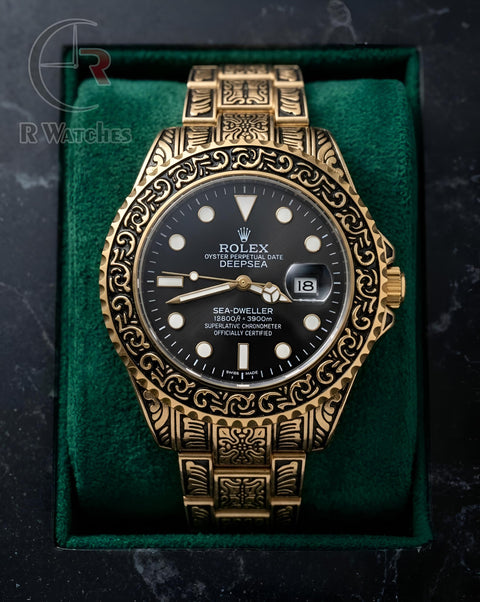 (OS2) Rolex Rajwadi Gold Black Dial