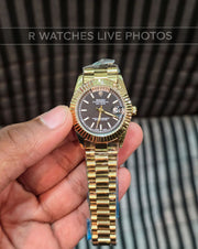 (OS)⭐ Rolex Girls Gold Black Dial