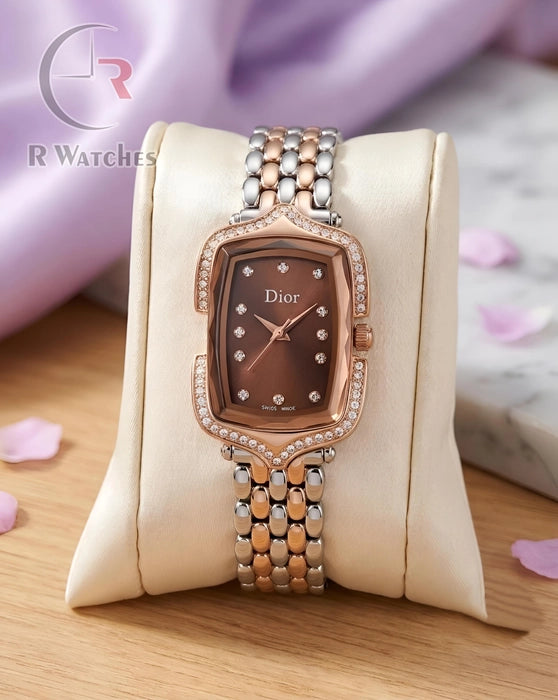 (OS) Dior Girls Diamond Rose Gold Brown