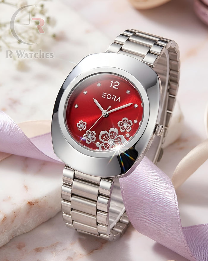 (OS)⭐ Eora Girls Silver Red Dial