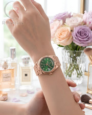 (OS2)⭐ Rolex Girls Rose Gold Green Dial