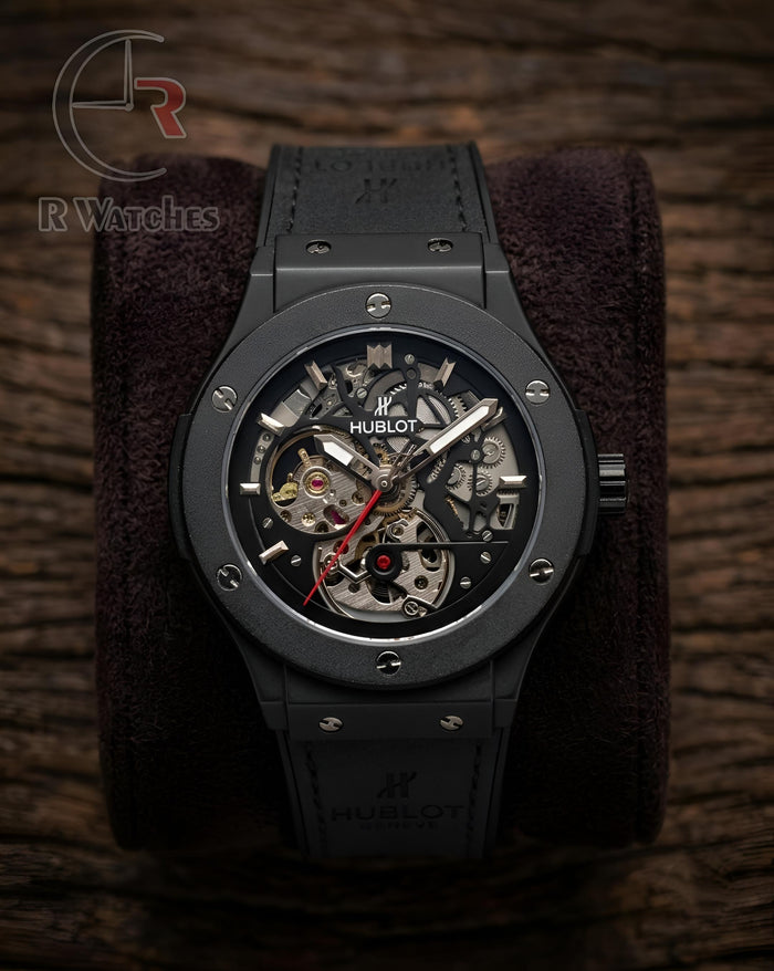 (OS) Hublot Automatic Leather Full Black
