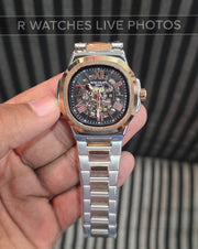 (OS2)⭐ Patek Philippe Automatic Rose Gold Black Roman Dial