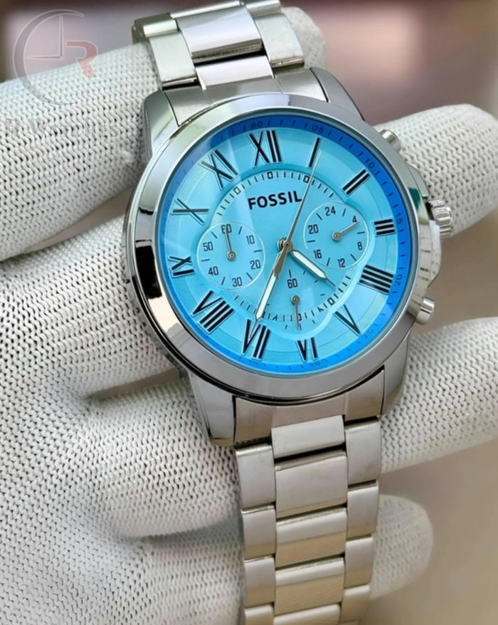 (OS)⭐ Fossil Premium Silver blue dial