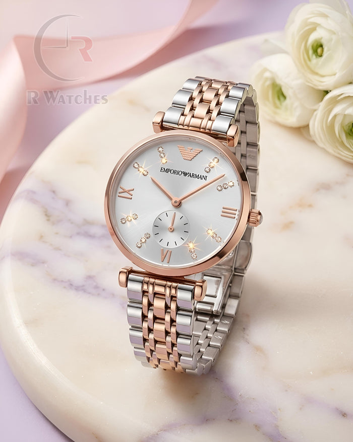 (OS) Armani Girls Dual Tone Grey Dial