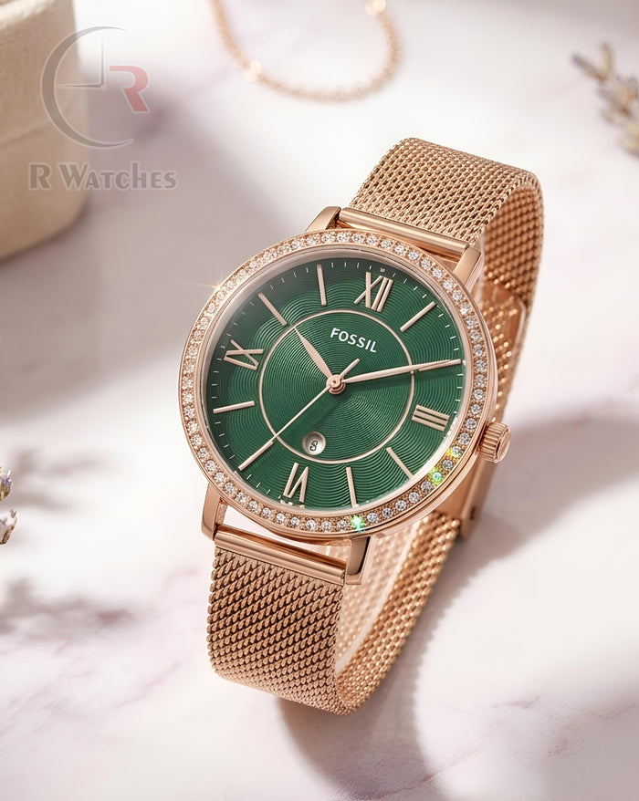 (OS)⭐ Fossil Girls Rose Gold Green