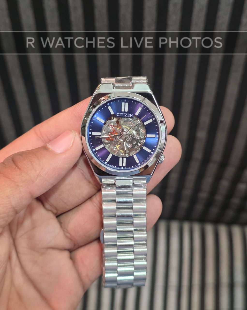 (OS)⭐ Citizen automatic silver blue
