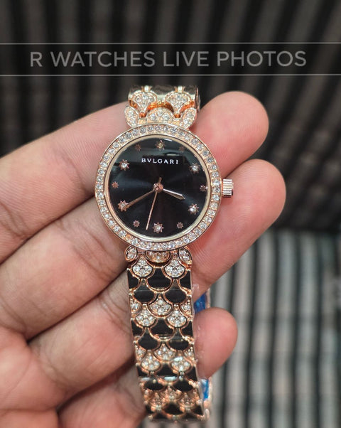 (OS)⭐ Bvlgari girls rose gold black dimond