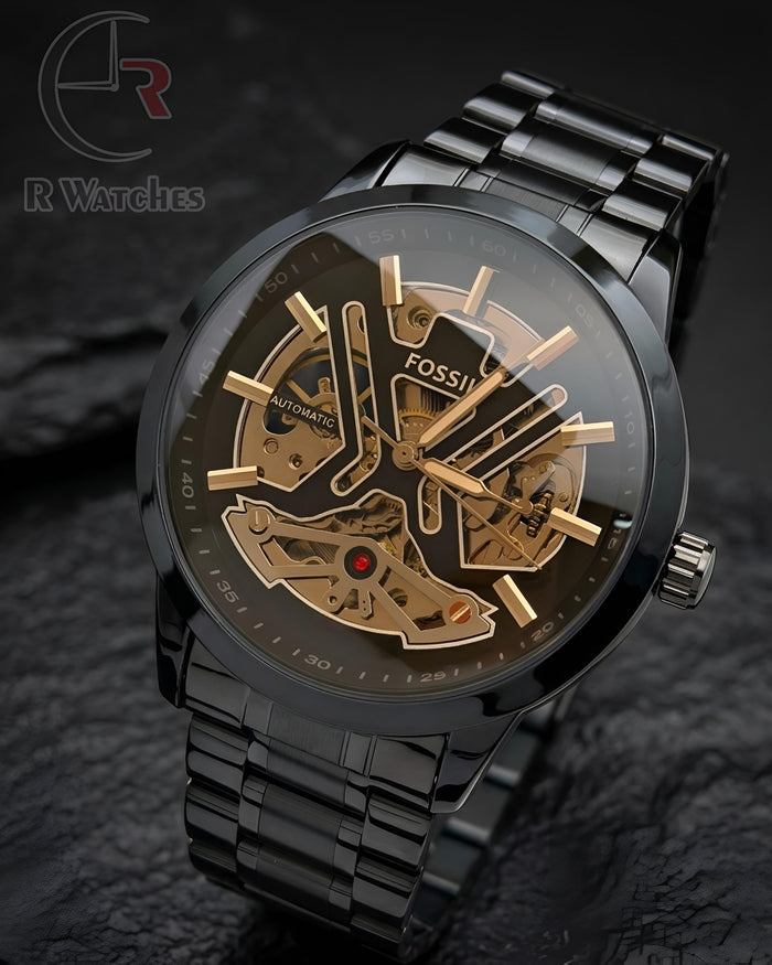 (SS) Fossil Automatic Cross Full Black