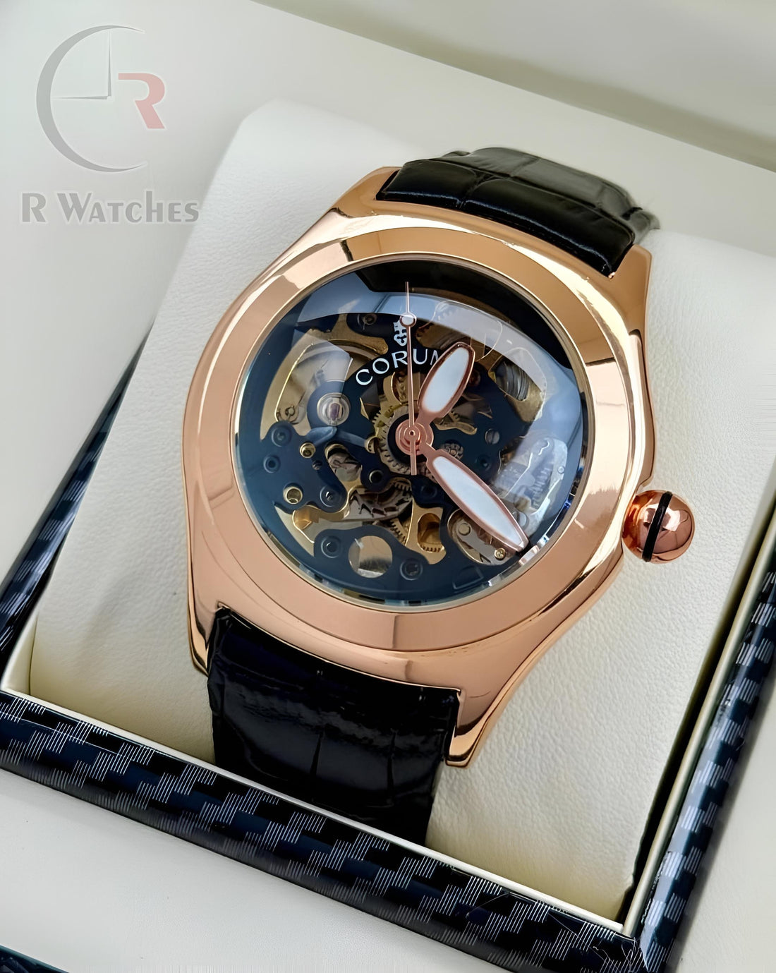 (OS3) Corum Automatic leather Rose Gold Black