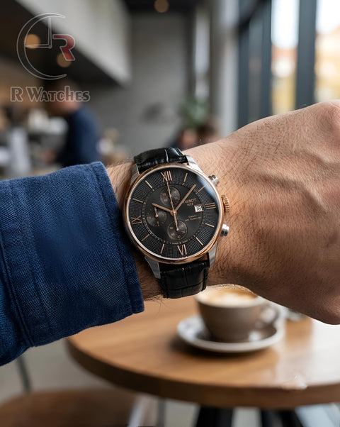(SS) Tissot leather dual tone black