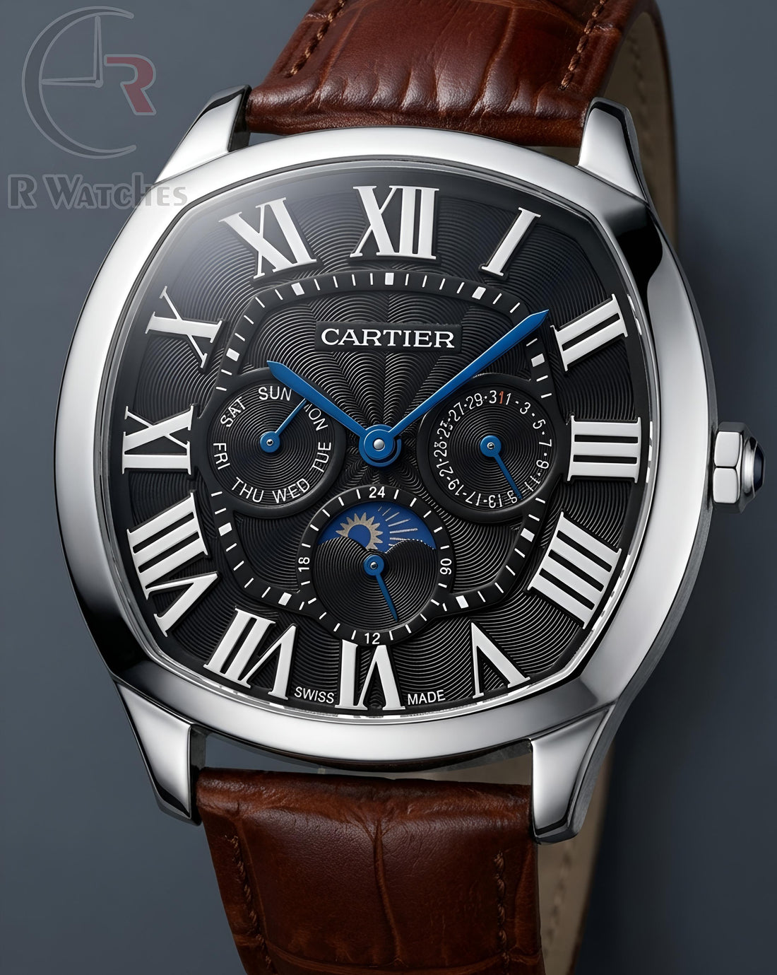 (OS3)⭐ Cartier Leather Sun Moon Edition Silver Black