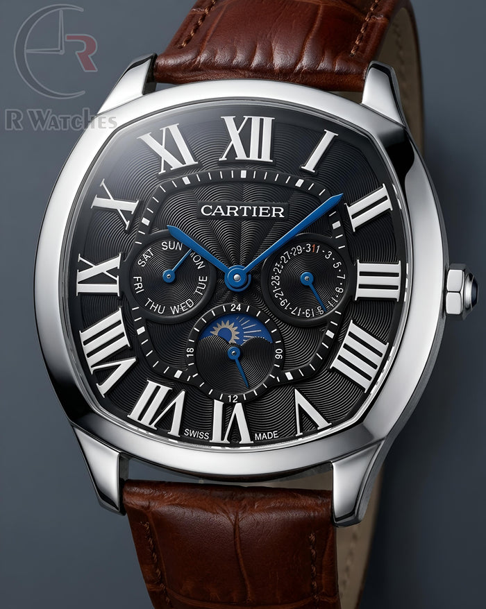 (OS3)⭐ Cartier Leather Sun Moon Edition Silver Black