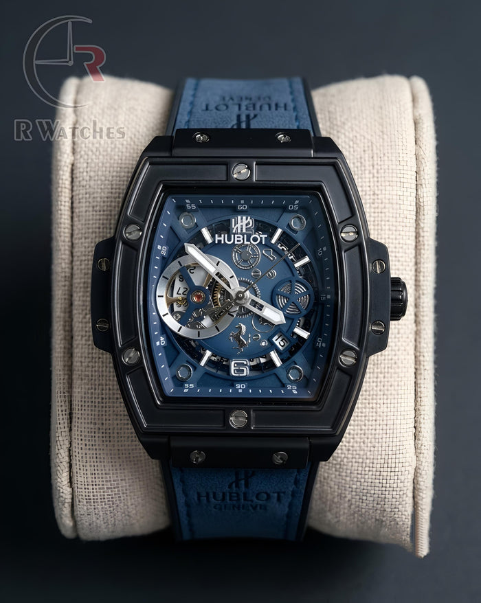 (OS) Hublot Leather Machinery Blue Black
