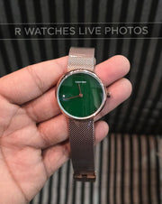 (OS)⭐ CK Girls Brown Green Dial