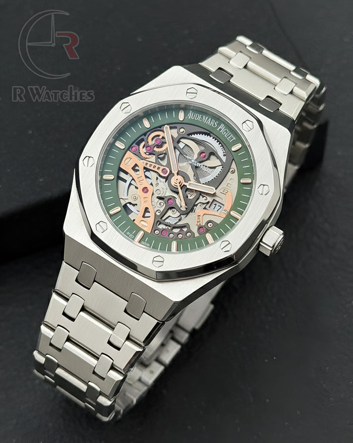 (OS)⭐ AP Machinery Silver Green Dial