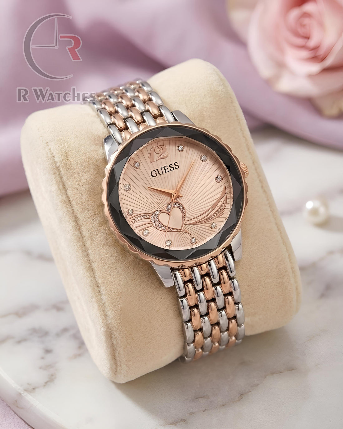 (OS) Guess Girls Diamond Cutt Rose Gold Pink