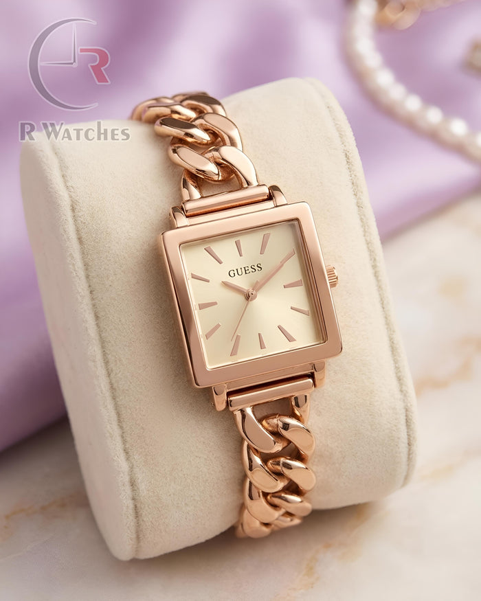 (OS) Guess Girls Rose Gold Off White