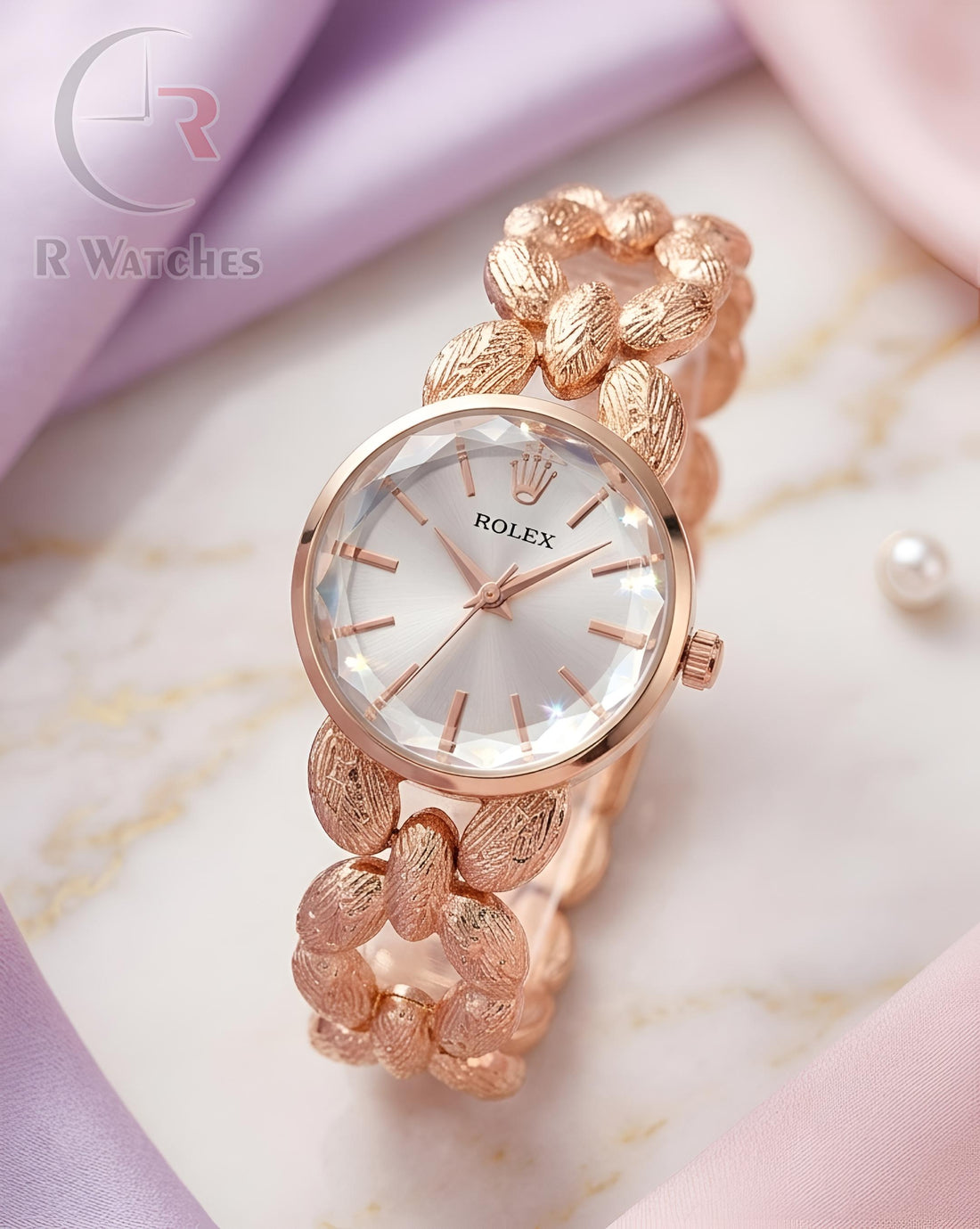 (SS) Rolex Girls Diamond Cutt Rose Gold White Dial