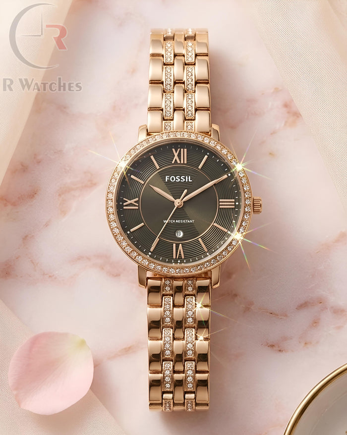 (OS) Fossil girls rose gold black