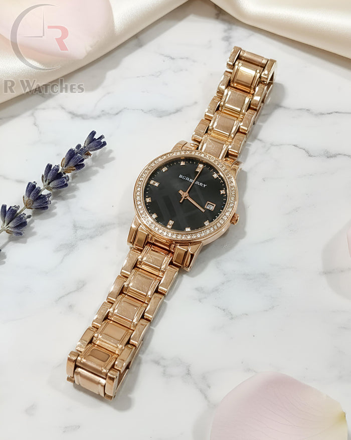 (OS)⭐ Burberry girls rose gold black dimond