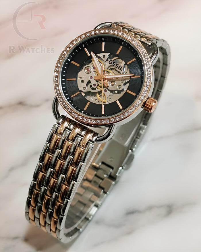 (OS) Fossil Automatic Dual Tone Black